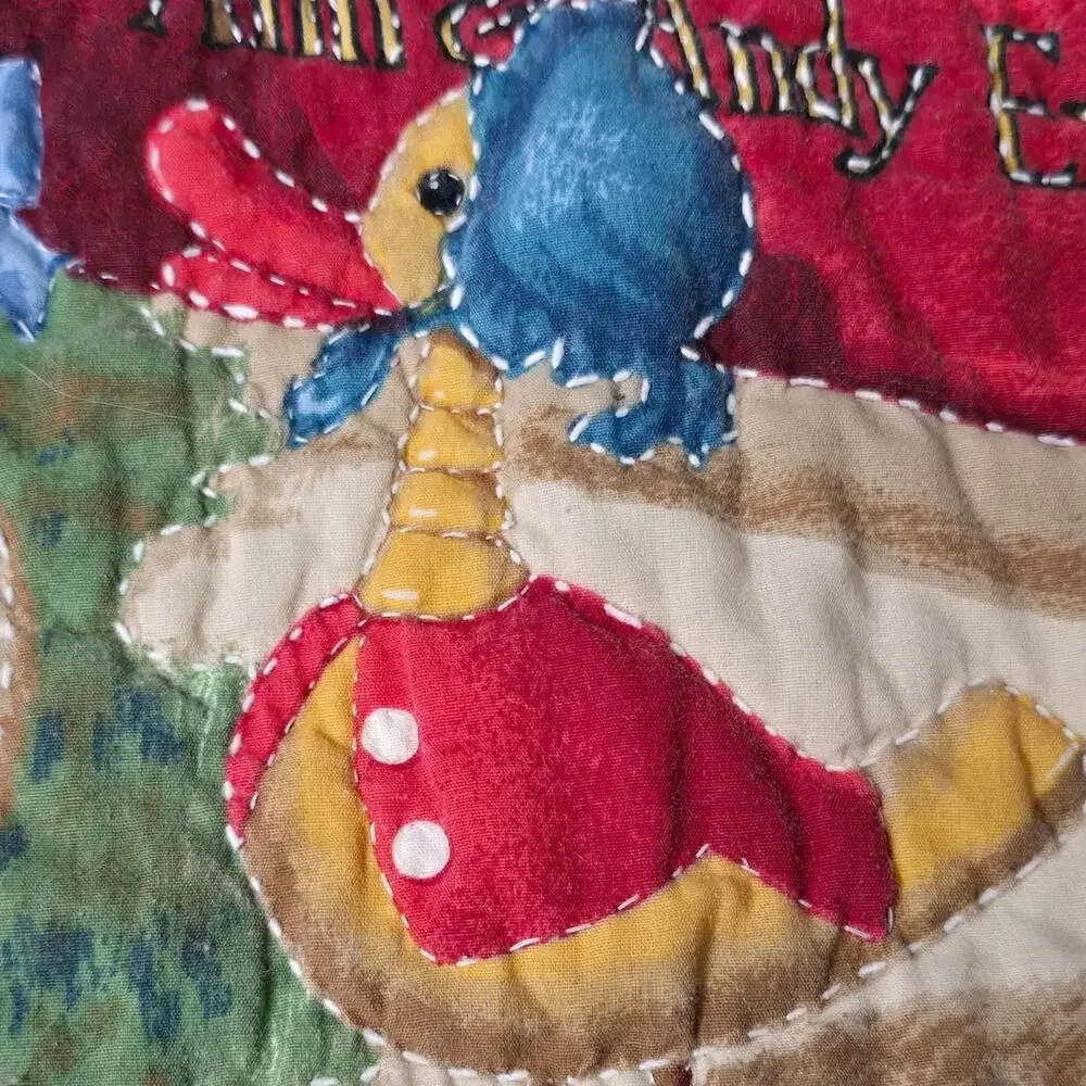 Vintage Raggedy Ann Andy Handmade Applique Quilt 32x42 Folk Art